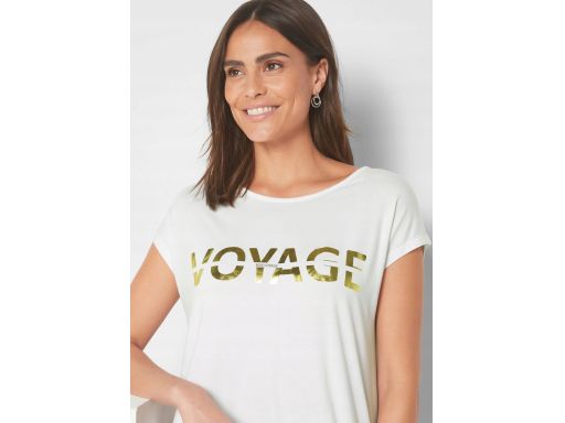 B.P.C t-shirt biały z wiskozy z metalicznym nadrukiem 40/42.