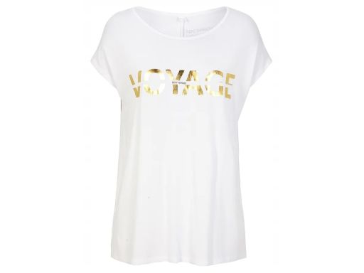 B.P.C t-shirt biały z wiskozy z metalicznym nadrukiem 40/42.