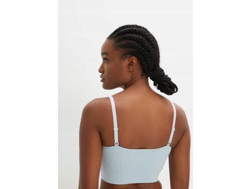 B.P.C biustonosz bustier Feel Comfort bezszwowy niebieski prążkowany L