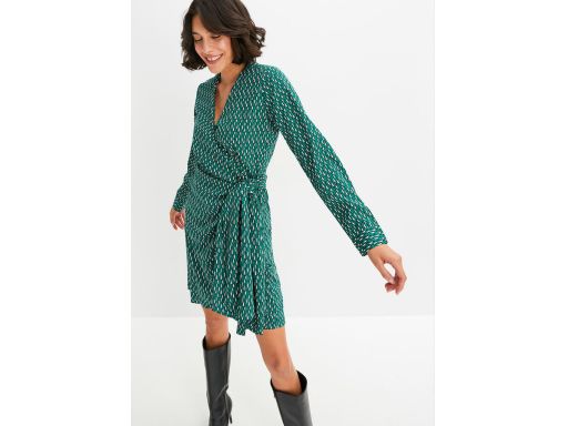 B.P.C sukienka kopertowa we wzory zielona r.50