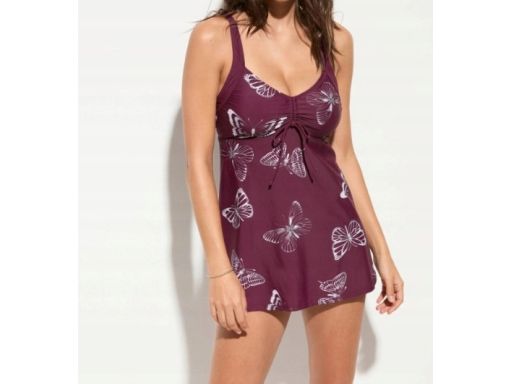 B.P.C długie tankini jagodowe w motyle z figami 54.