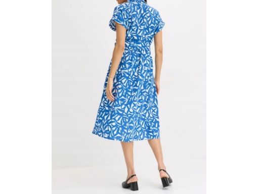 B.P.C sukienka niebieska w białe wzory midi koszulowa 38.