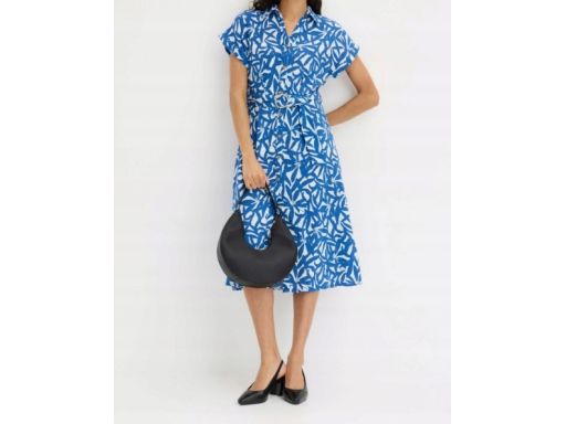 B.P.C sukienka niebieska w białe wzory midi koszulowa 38.