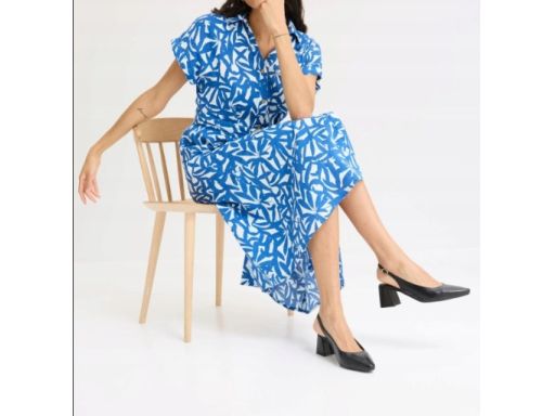 B.P.C sukienka niebieska w białe wzory midi koszulowa 38.
