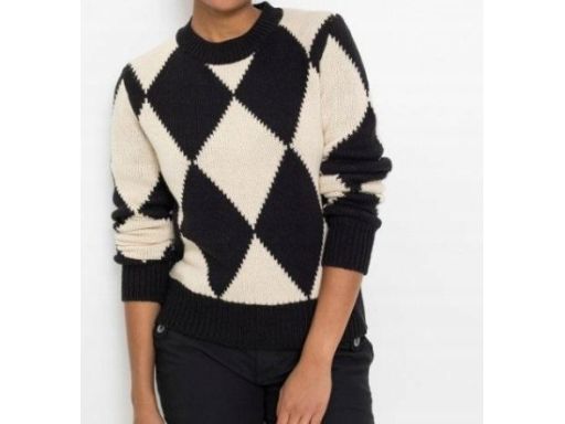 B.P.C sweter beżowy z czarnym wzorem r.48/50