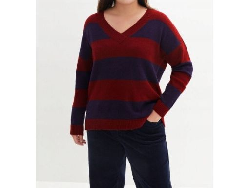 B.P.C sweter w paski z dekoltem w serek r.48/50