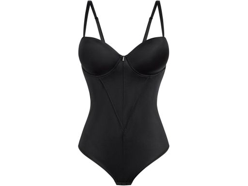 B.P.C. body na fiszbinach czarne z połyskującego materiału 95B.