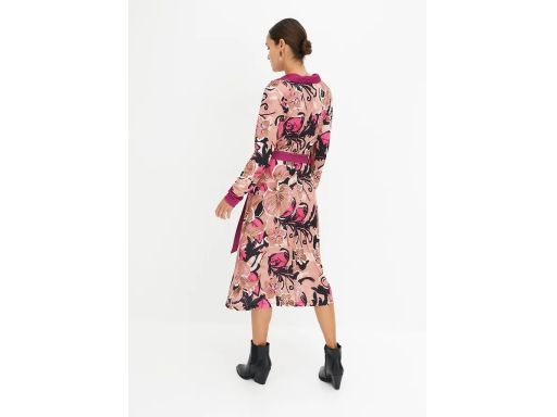 B.P.C sukienka wzorzysta midi kopertowa z kołnierzykiem r.40/42