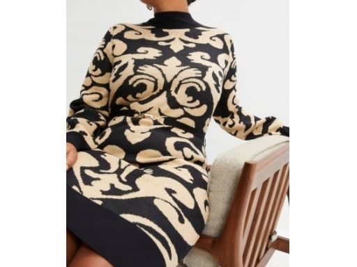 B.P.C sukienka dzianinowa we wzór z paskiem r.44/46