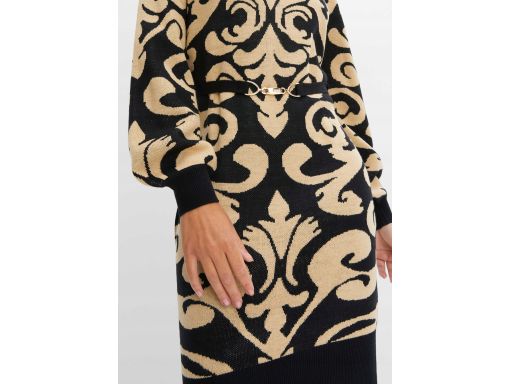 B.P.C sukienka dzianinowa we wzór z paskiem r.44/46