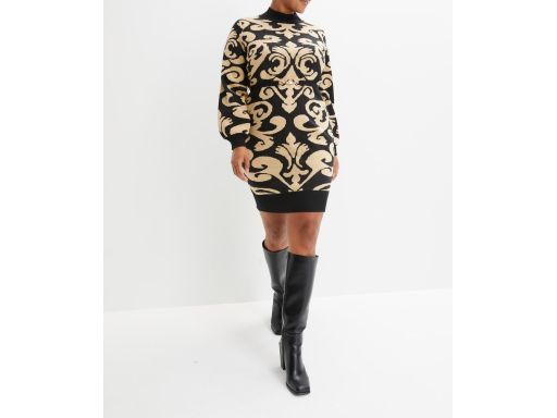 B.P.C sukienka dzianinowa we wzór z paskiem r.44/46