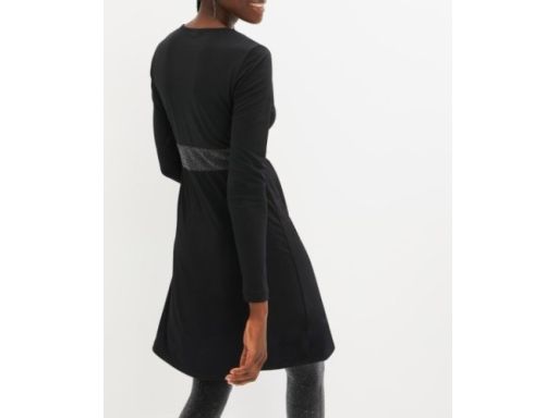 B.P.C czarna sukienka z połyskującymi wstawkami r.40/42