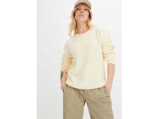 B.P.C sweter ecru prążkowany 40/42.