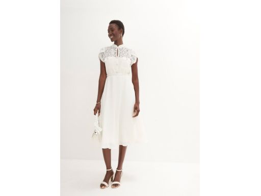 B.P.C śmietankowa suknia ślubna midi r.44