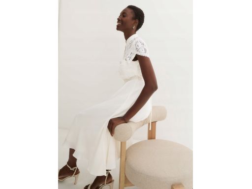 B.P.C śmietankowa suknia ślubna midi r.44