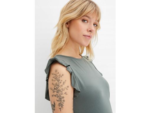 B.P.C bawełniana bluzka top z falbanką przy rękawkach ^44/46