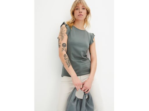 B.P.C bawełniana bluzka top z falbanką przy rękawkach ^44/46