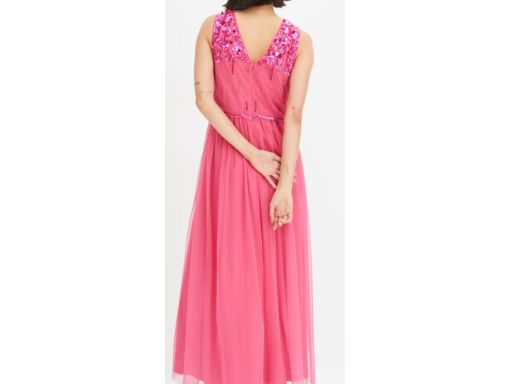 B.P.C długa sukienka z cekinami ciemno różowa ^46