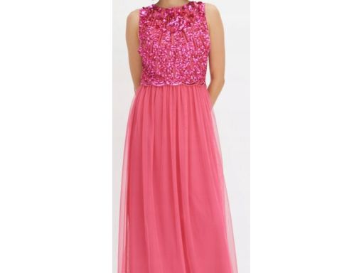 B.P.C długa sukienka z cekinami ciemno różowa ^46