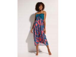 B.P.C sukienka szyfonowa plażowa bandeau turkusowo różowa r.40