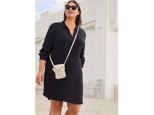 B.P.C sukienka tunika czarna muślinowa r.50