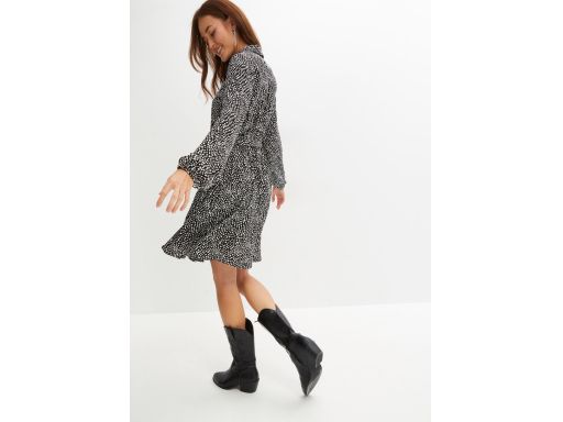 B.P.C sukienka czarna w białe wzorki długi rękaw 48.