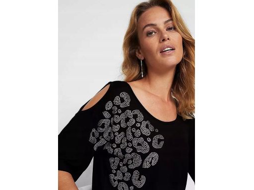 B.P.C bluzka odkryte ramiona czarna z cyrkoniami r.56/58