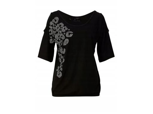 B.P.C bluzka odkryte ramiona czarna z cyrkoniami r.56/58