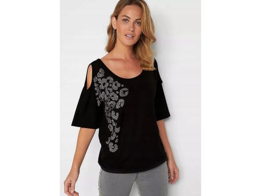 B.P.C bluzka odkryte ramiona czarna z cyrkoniami r.56/58