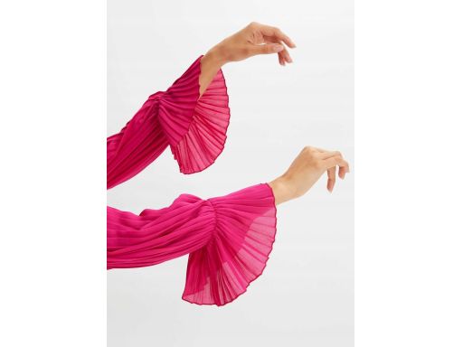 B.P.C bluzka koszulowa szyfonowa różowa z plisowanymi rękawami ^40