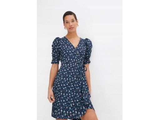 B.P.C sukienka z nadrukiem krepowana granat r.40/42
