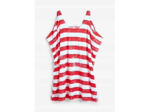 B.P.C sukienka plażowa biało-czerwona w paski z wycięciami 44/46.