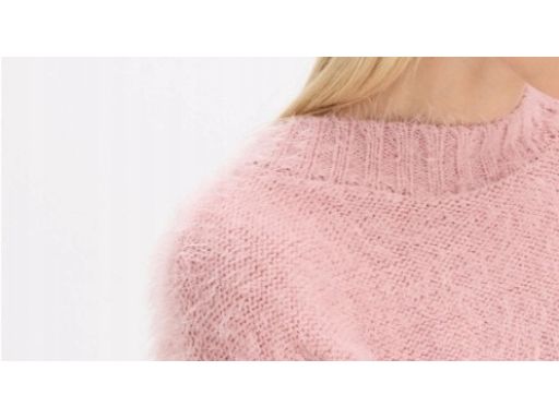 B.P.C włochaty sweter różowy z przędzy piórkowej 40/42.