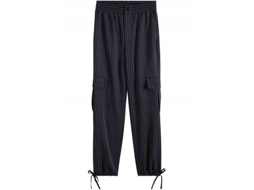 B.P.C spodnie 7/8 bojówki damskie granatowe w paseczki 34.