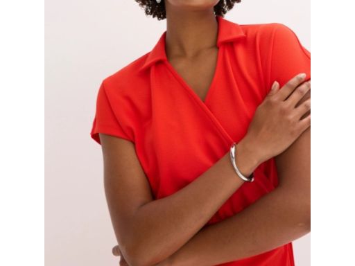 B.P.C czerwona sukienka efektem założenia kopertowego 48/50.