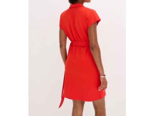 B.P.C czerwona sukienka efektem założenia kopertowego 48/50.