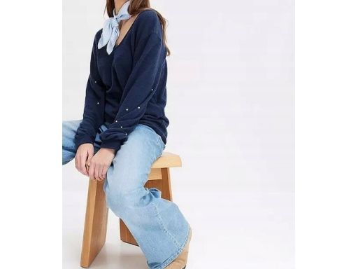 B.P.C bluzka granatowa z perełkami r.44/46