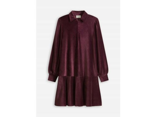 B.P.C sztruksowa sukienka jagodowa z kołnierzykiem 36/38.