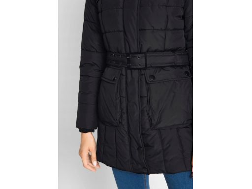 B.P.C kurtka czarna pikowana dłuższa z kapturem 38.