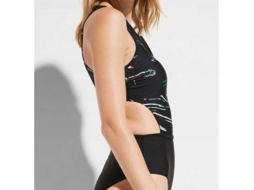 B.P.C kostium kąpielowy monokini czarny we wzory zapięcie przód 46.