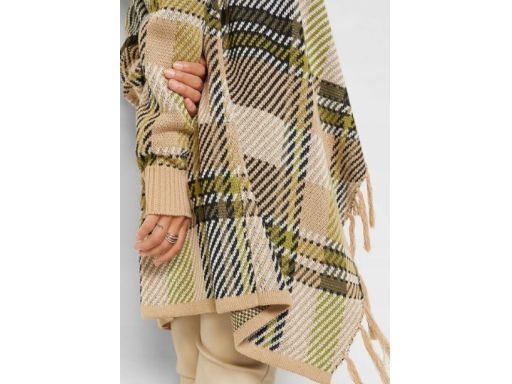 B.P.C kardigan asymetryczny z frędzlami w kratę 36/38.