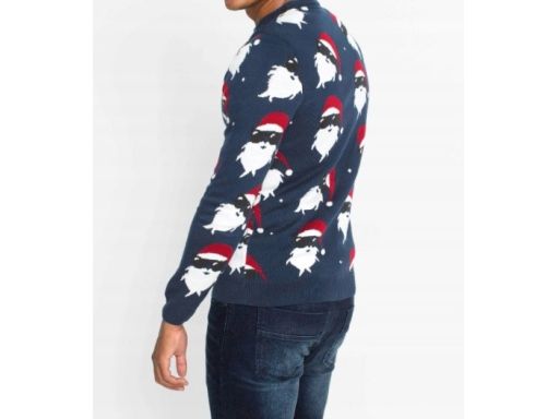 B.P.C sweter granatowy męski świąteczny w mikołaje r.4XL