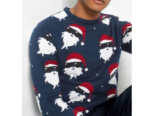 B.P.C sweter granatowy męski świąteczny w mikołaje r.4XL