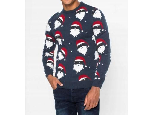 B.P.C sweter granatowy męski świąteczny w mikołaje r.4XL