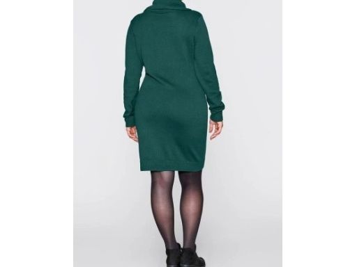 B.P.C sukienka dzianinowa z szerokim golfem butelkowa zieleń r.44/46