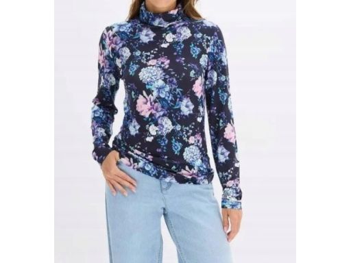 B.P.C golf granatowy w kwiaty z wiskozy 52/54.