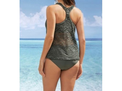 B.P.C tankini oliwkowe ażurowe z figami 44.
