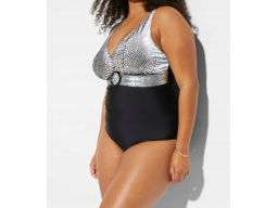 B.P.C kostium kąpielowy czarny ze srebrną wężową skórą r.50