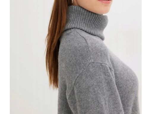 B.P.C sukienka dzianinowa z wywijanym golfem szara 40/42.