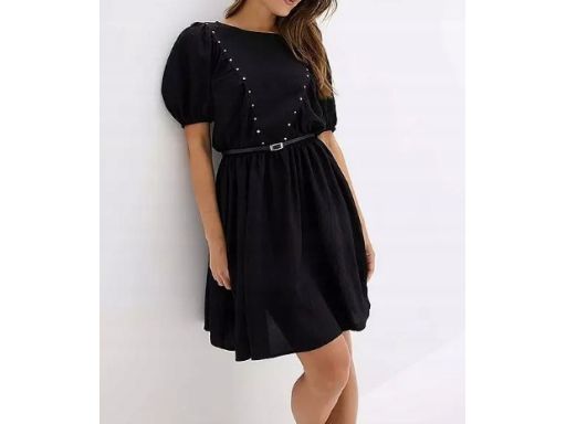 B.P.C sukienka czarna z dżetami i paskiem r.42